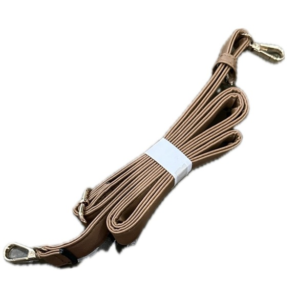 👛🍁 ANNE KLEIN Alex Varsity Tote Bag | Preppy Fall Convertible Tan + Pink, 12”x6” - Picture 5 of 8